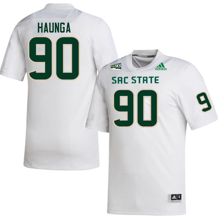 Sacramento State Hornets #90 Pate Haunga College Football Jerseys Stitched Sale-White